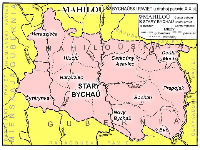 Mapa powiatu bychowskiego