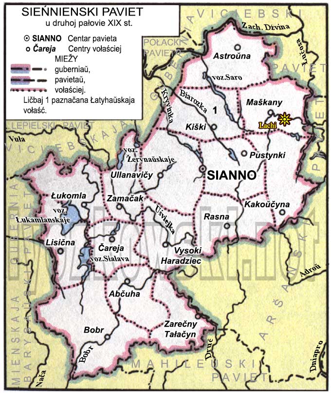 Mapa powiatu sienneńskiego